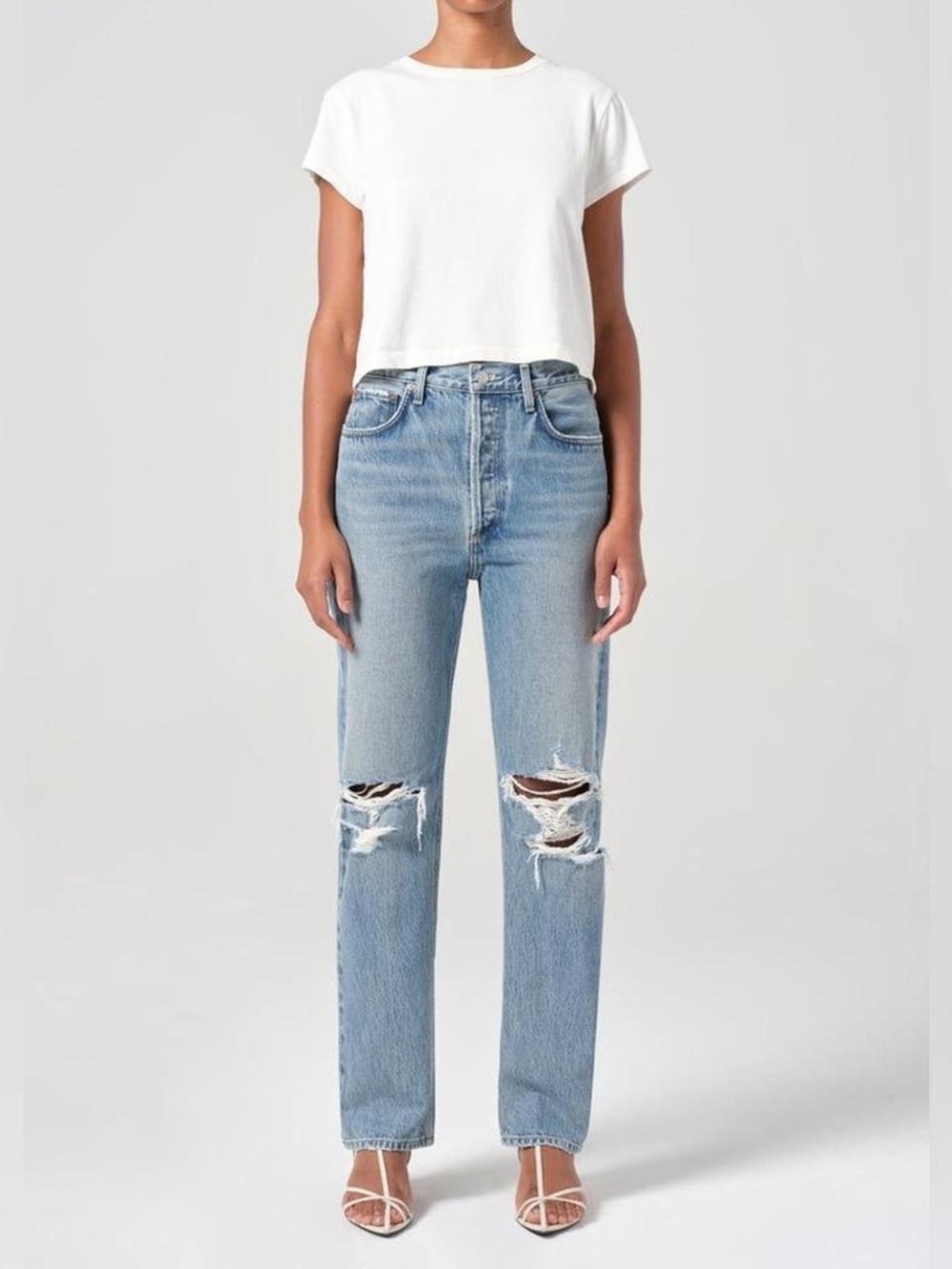 AGOLDE 90s Pinch Waist Distressed Straight Leg Jeans